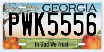 GA license plate PWK5556