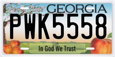 GA license plate PWK5558