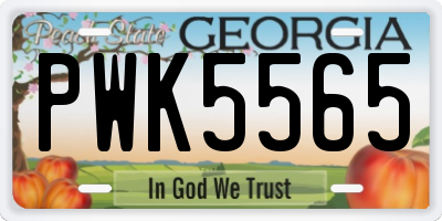 GA license plate PWK5565