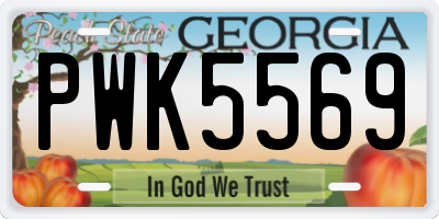 GA license plate PWK5569