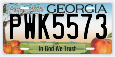 GA license plate PWK5573