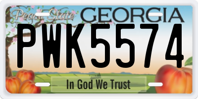 GA license plate PWK5574