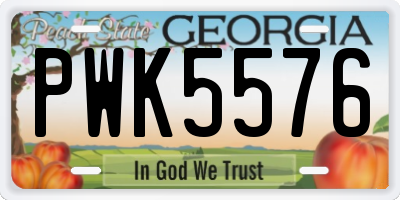 GA license plate PWK5576