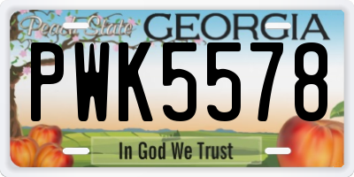 GA license plate PWK5578