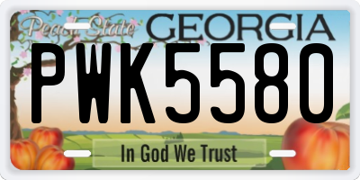 GA license plate PWK5580