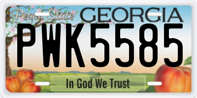GA license plate PWK5585