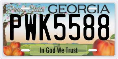 GA license plate PWK5588