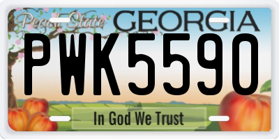 GA license plate PWK5590