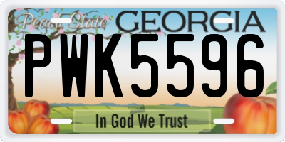 GA license plate PWK5596