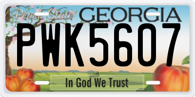 GA license plate PWK5607