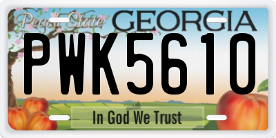 GA license plate PWK5610