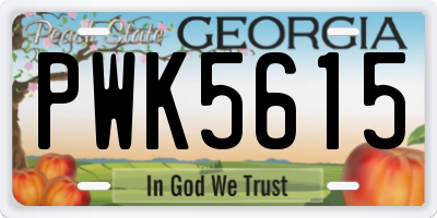 GA license plate PWK5615