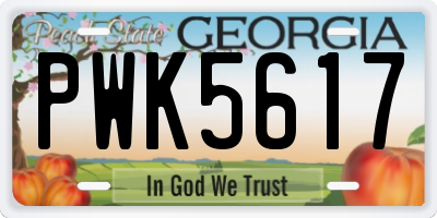 GA license plate PWK5617