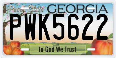 GA license plate PWK5622