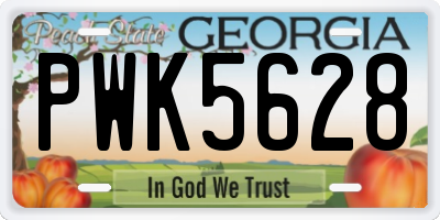 GA license plate PWK5628
