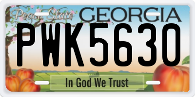 GA license plate PWK5630