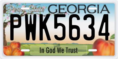 GA license plate PWK5634