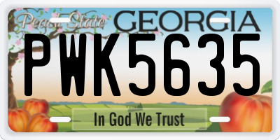 GA license plate PWK5635