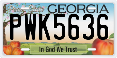 GA license plate PWK5636