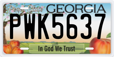 GA license plate PWK5637