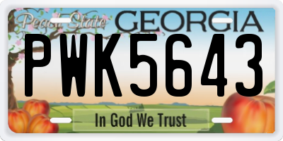 GA license plate PWK5643