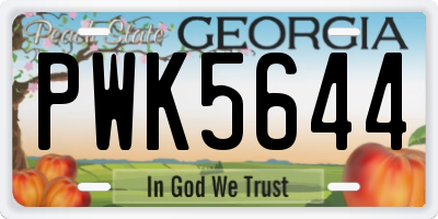 GA license plate PWK5644