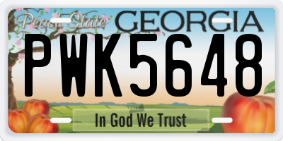 GA license plate PWK5648