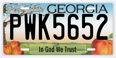 GA license plate PWK5652