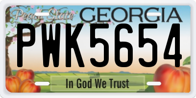GA license plate PWK5654