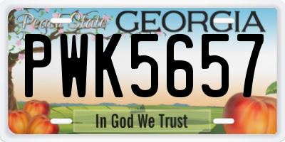 GA license plate PWK5657
