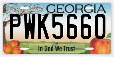 GA license plate PWK5660