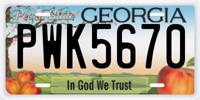 GA license plate PWK5670