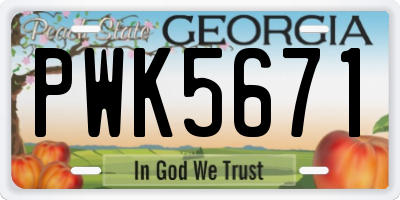 GA license plate PWK5671