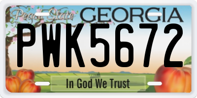 GA license plate PWK5672