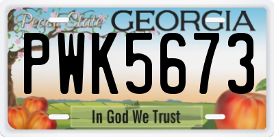 GA license plate PWK5673
