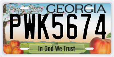GA license plate PWK5674