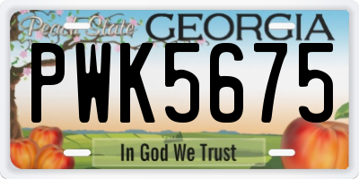 GA license plate PWK5675