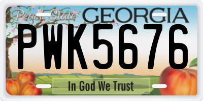 GA license plate PWK5676
