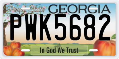 GA license plate PWK5682