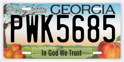 GA license plate PWK5685