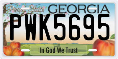 GA license plate PWK5695