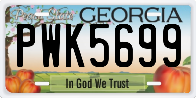 GA license plate PWK5699