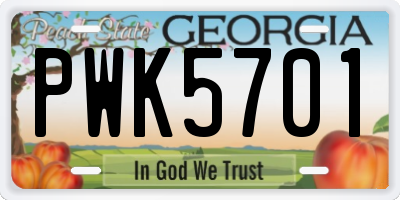 GA license plate PWK5701