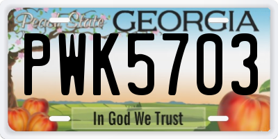 GA license plate PWK5703