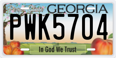 GA license plate PWK5704