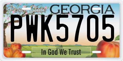 GA license plate PWK5705