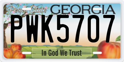 GA license plate PWK5707