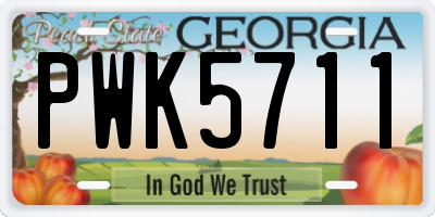 GA license plate PWK5711