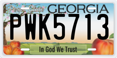 GA license plate PWK5713