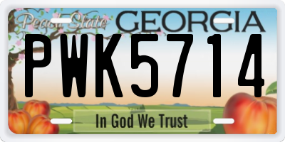 GA license plate PWK5714